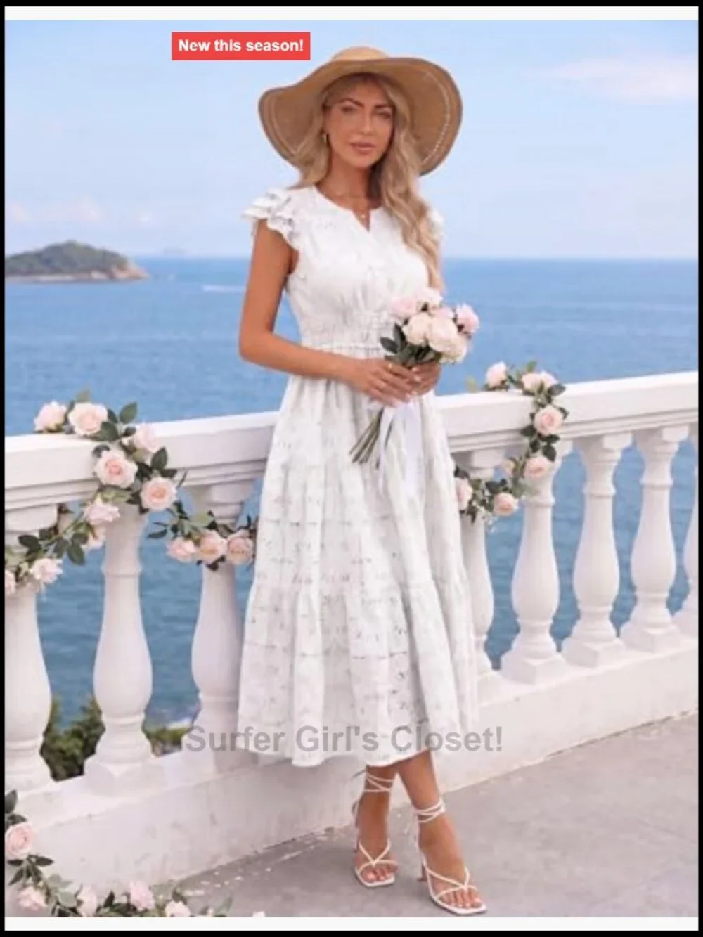 Wedding Guest Dress V Neck Tiered Midi Ruffle Sleeve High Waist Summer Dress